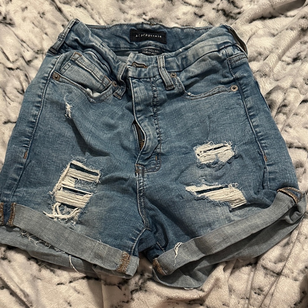 Aeropostale Light Blue Ripped Jean Shorts